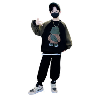 2026新款男童秋冬款卫衣套装加绒大儿童洋气加厚痞帅秋季时髦