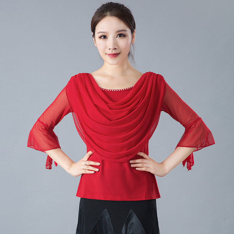 2026新款舞曌交谊舞上衣女成年拉丁舞练功服吉特巴舞蹈服装摩登舞