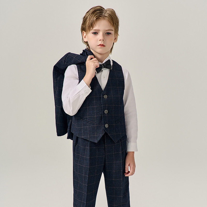 2026新款男童西装套装三件套春秋男宝周岁礼服洋气英伦花童婚