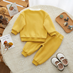 2026新款儿童套装秋冬加绒立体卡通套装男女童冬季衣服宝宝秋