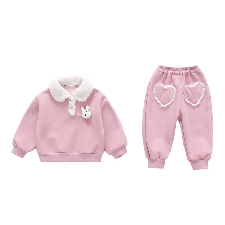 2026新款女童套装秋冬加厚冬季时髦卫衣女宝宝休闲加绒洋气两