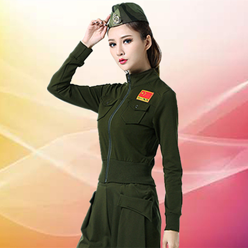2026新款越野营水兵舞上衣女外套军色立领长袖广场舞服装舞蹈服队