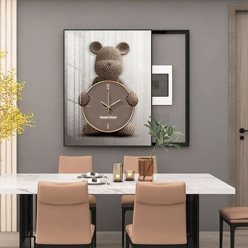kaws暴力熊电表箱装饰画竖款时钟表挂钟餐厅配电箱电闸遮挡盒挂画