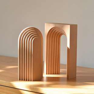 象有形 饰摆件 原木现代抽象拱形家居客厅售楼样板间桌面艺术装
