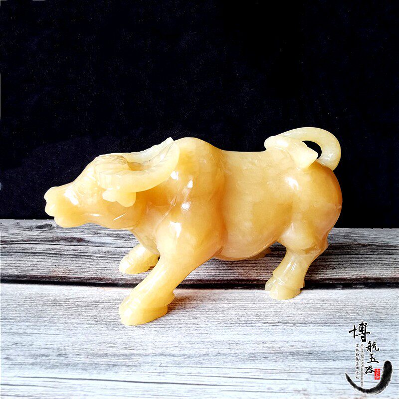 天然黄玉牛摆件玉石狗鼠牛虎兔龙蛇马羊猴鸡狗猪十二生肖动物现代
