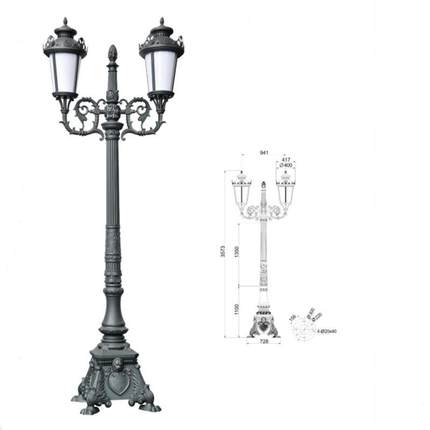 欧式铸铝庭院灯3米双头5米5头LED光源E27灯座复古庭院灯跨境贸易