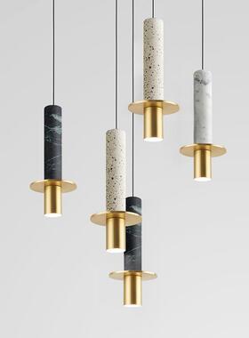 北欧个性创意黑白色大理石小吊灯后现代水磨石餐厅吧台咖啡店灯具