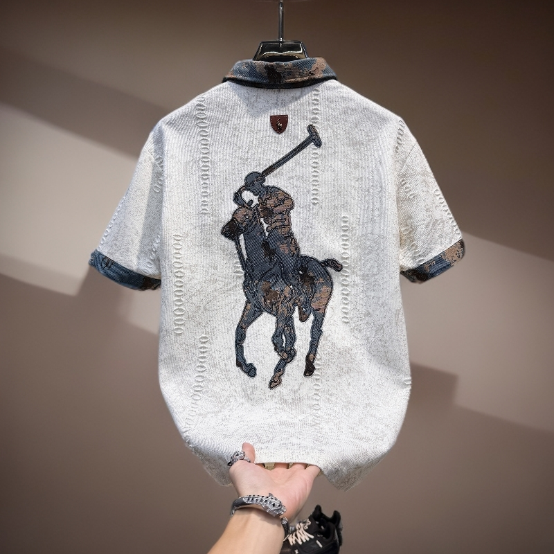 男士高端刺绣破洞短袖polo衫2026