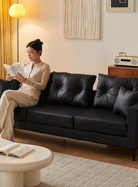 高档沙发家用出租房屋公寓服装店简约卧室双三人黑色皮沙发