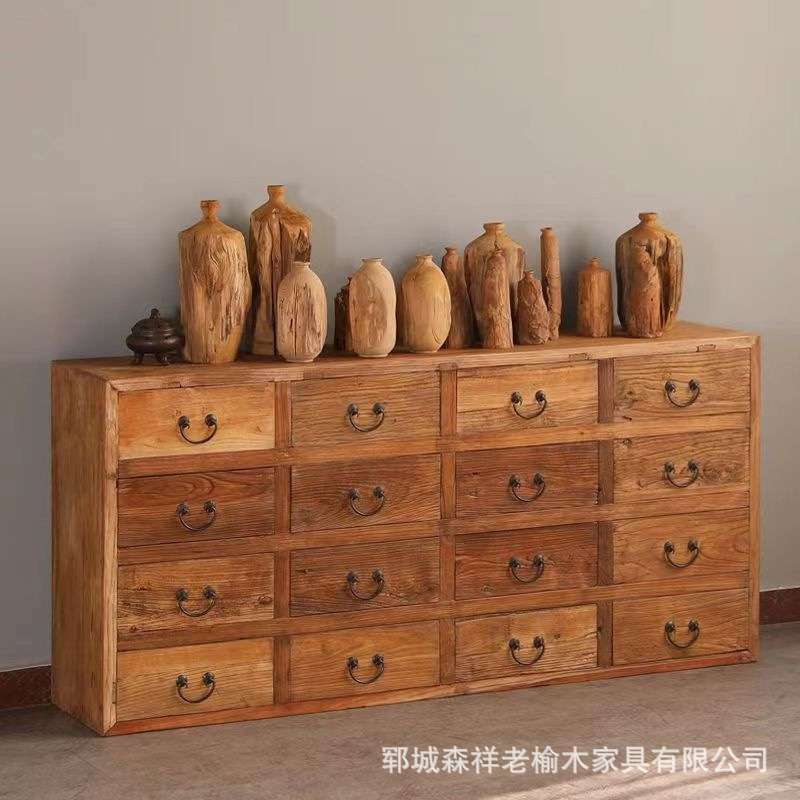 中式老榆木斗柜多格实木电视柜储物柜收纳柜抽屉柜复古客厅餐边柜