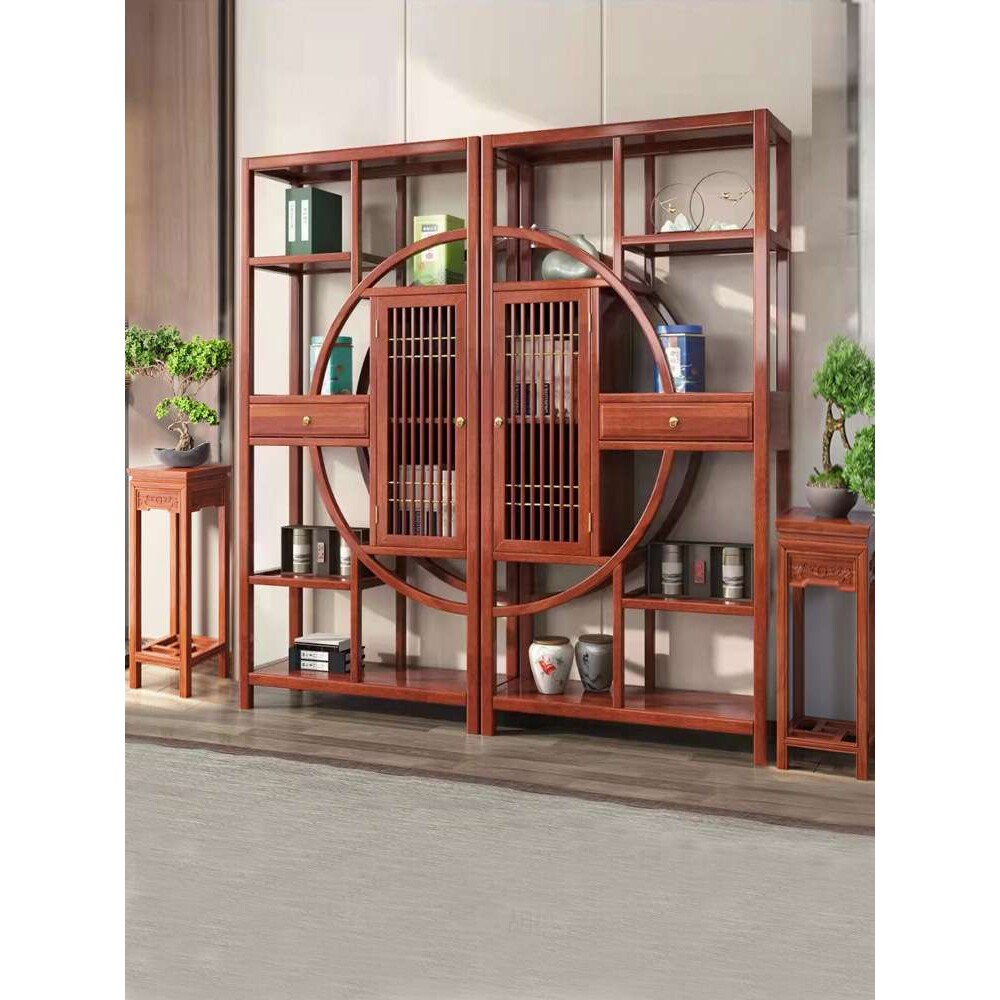 实木博古架新中式多宝阁隔断展示柜客厅玄关古董摆件办公室置物架
