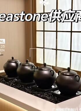新中式茶馆茶具炭火煮茶釜耐高温烧水壶电陶炉煮茶釜炭烧teastone