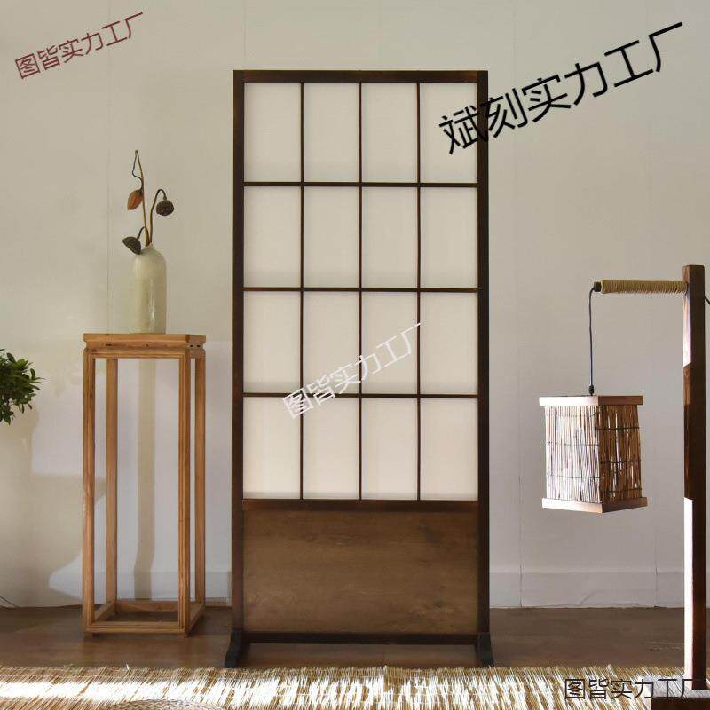 玄关折屏樟子隔断酒店客厅简约现代日式屏风摄影道具禅意格移动