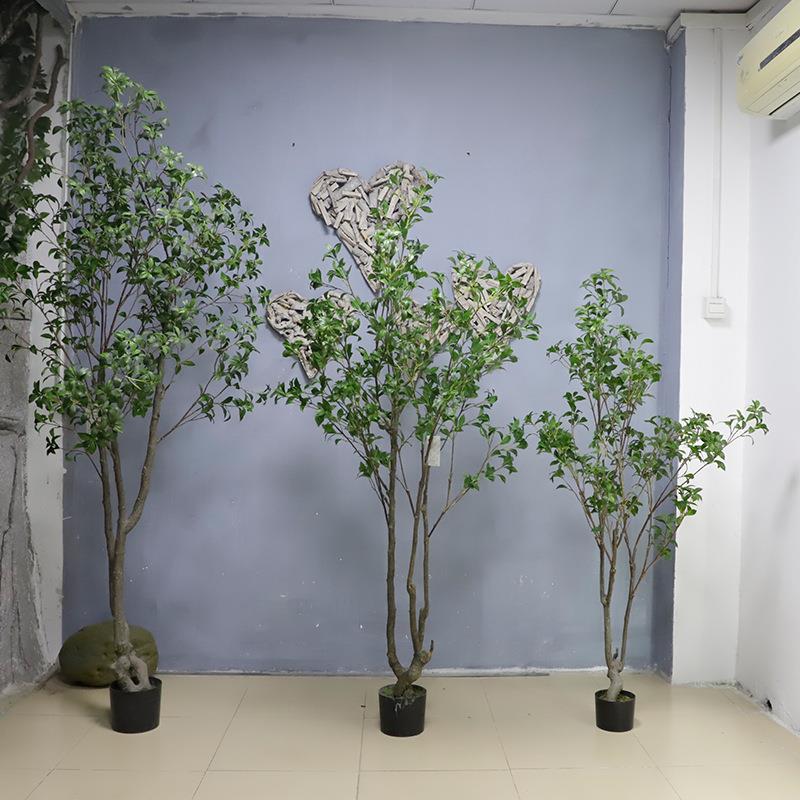 仿真马醉木假植物盆栽小型假树室内盆景装饰 塑胶杆假绿植仿真树