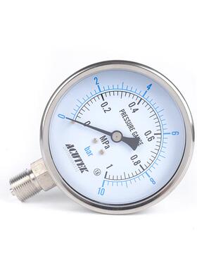 ACUTEK304全不锈钢压力表Y100BF1.6MPAM20*1.5蒸汽耐高温表