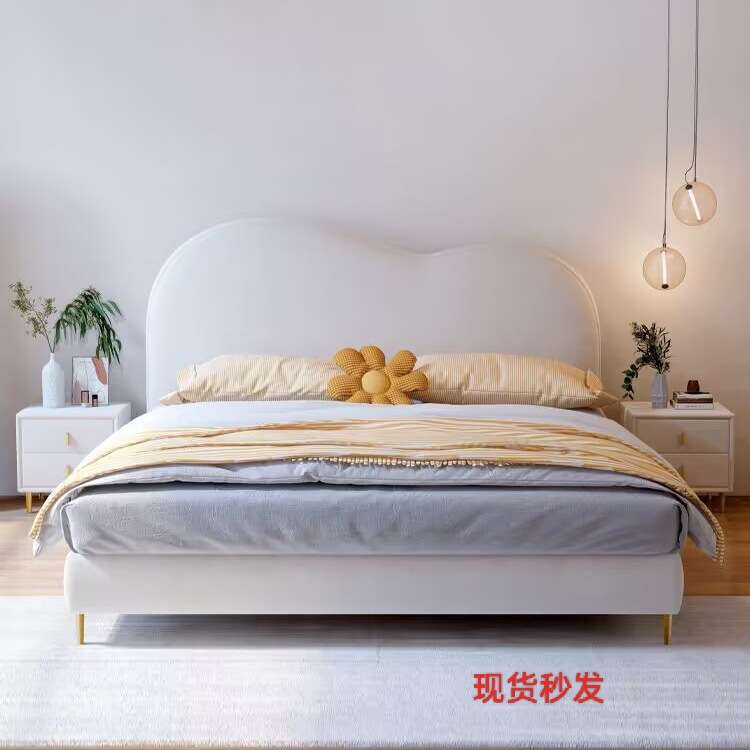 JML129北欧极简奶油风布艺床头现代简约实木云朵床头板儿童免洗床
