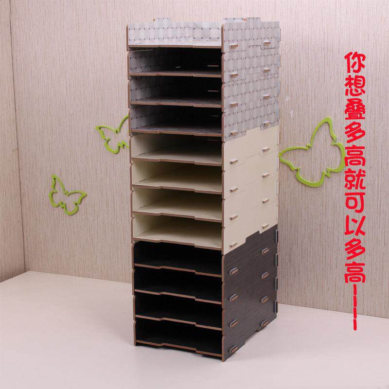 办公用品桌面A4文件架木质加厚加高多功能档案资料叠加组合整理框