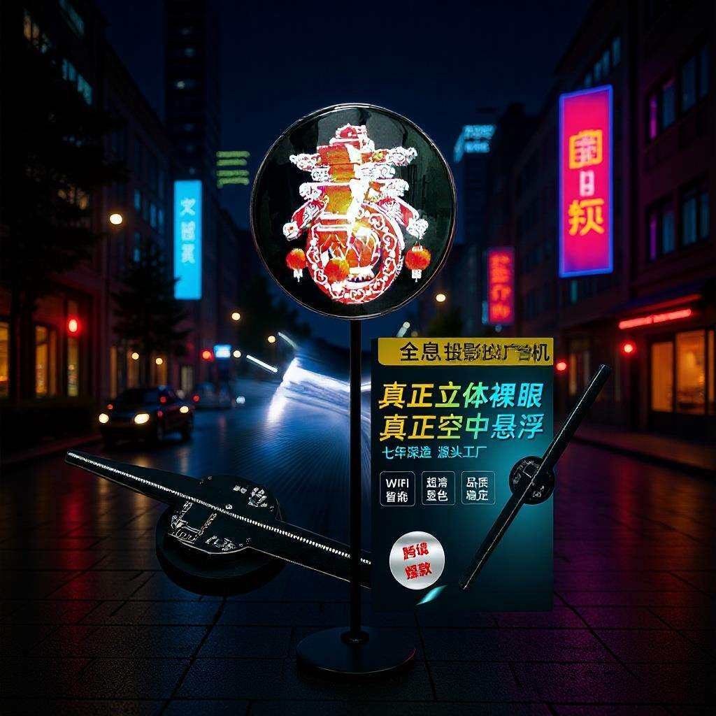 30 45cm桌面全息立体广告风扇落地3d广告机高清台式LED3D全息风扇