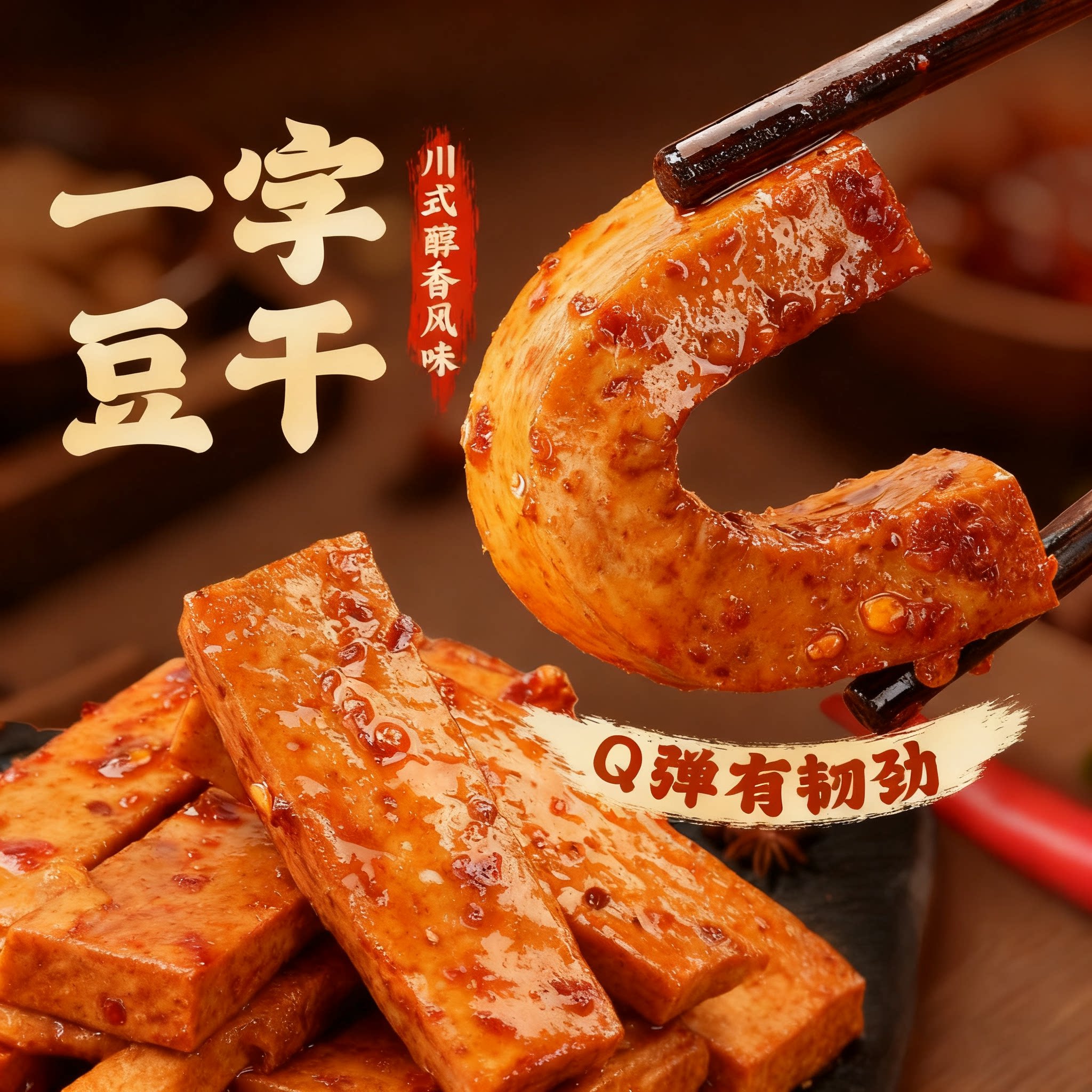 百草味一字豆干200g手撕豆腐干豆制品麻辣素食小吃零食辣味川式