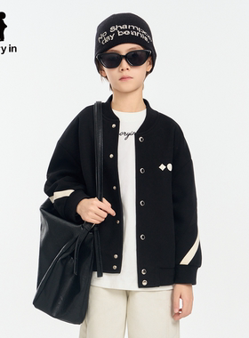 memoryin童装外套两个小朋友百搭单排扣宽松撞色运动风棒球服