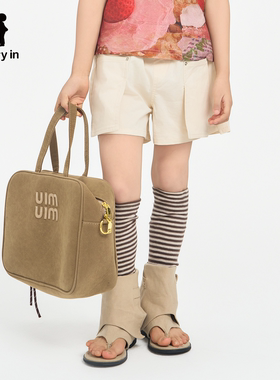 memoryin童装梭织短裤两个小朋友女孩休闲简约A字型高腰短裤