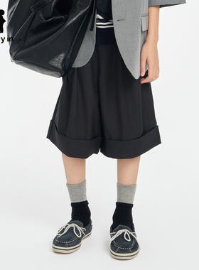 memoryin童装梭织七分裤两个小朋友男孩直筒松紧腰西装短裤