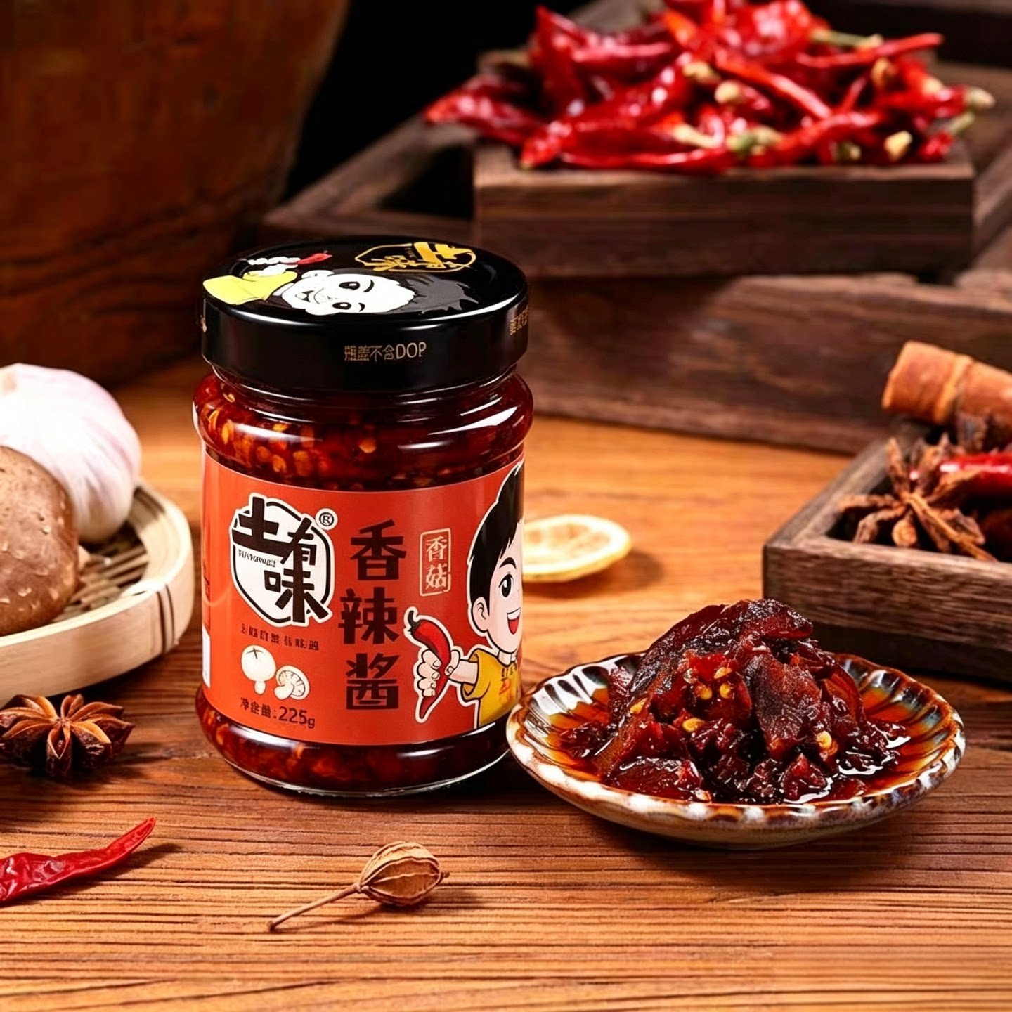土有味辣椒酱拌面拌饭酱香菇罗卜干香辣酱瓶装江西特产开胃下饭菜