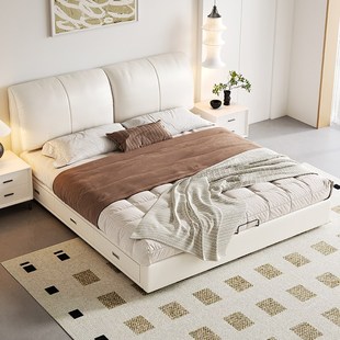 法式 多功能升降智能电动床卧室简约1.8米双人大户型床 奶油风新款