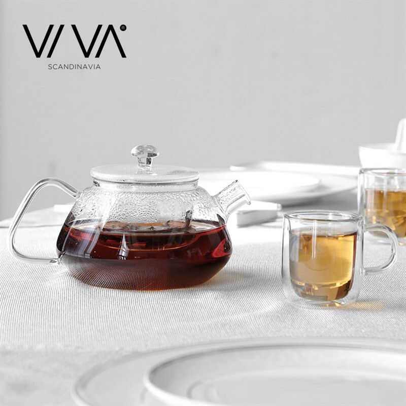 丹麦VIVA耐高温玻璃茶壶泡茶单壶蜡烛加热过滤网茶水分离750ml