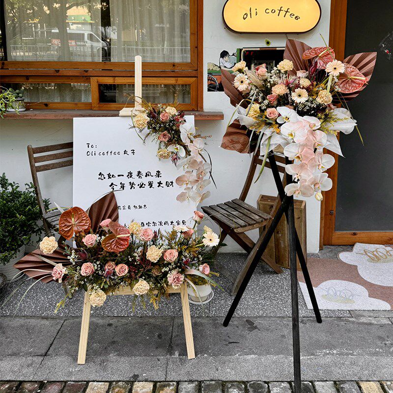 新店开业大吉活动布置迎宾牌店铺门店展示牌商铺美甲花店定制kt板