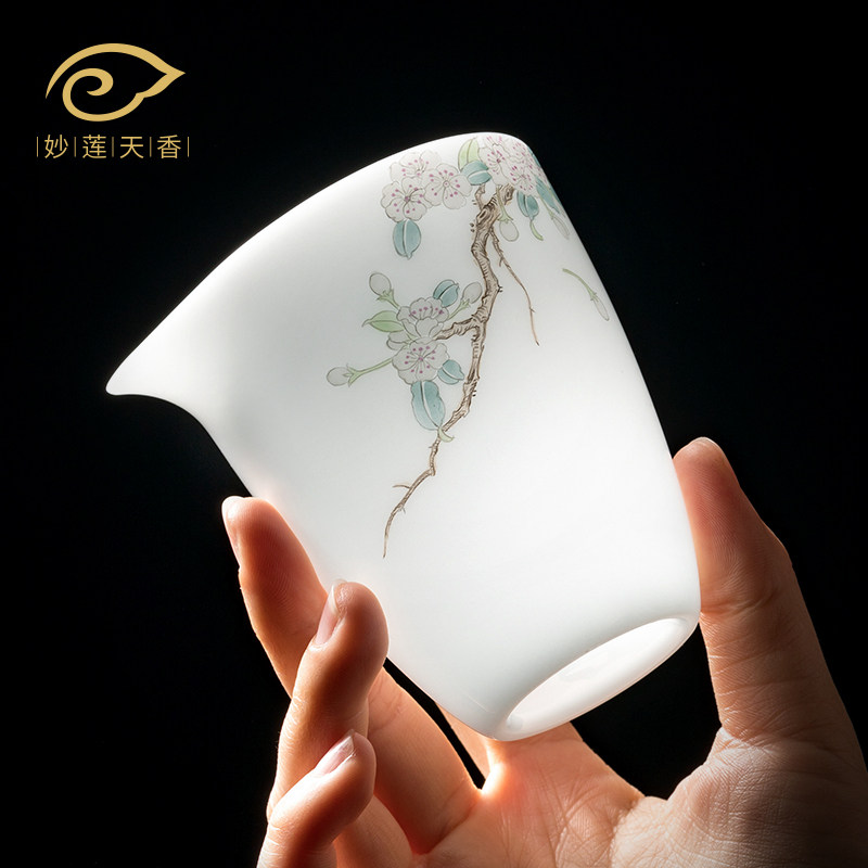 妙莲天香 高档斗彩釉上彩手绘海棠花公道杯陶瓷茶具泡茶茶杯单个