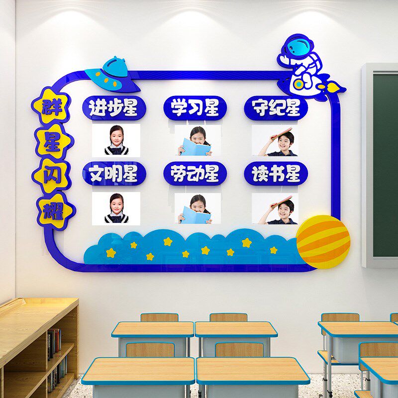 小学校幼儿园每周班级之星评比栏照片墙贴画装饰教室文化墙面布置