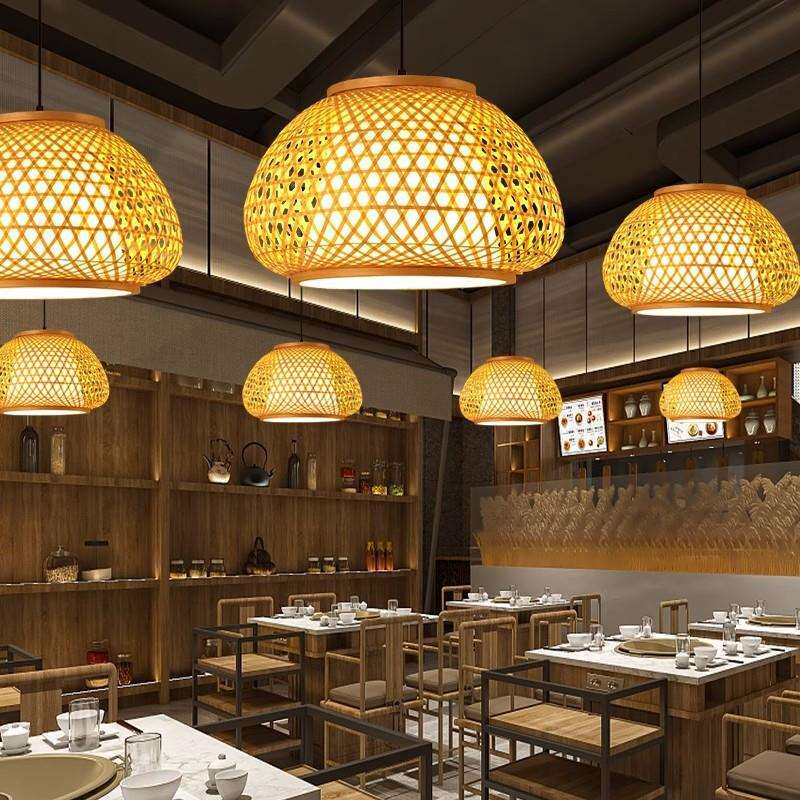 中式餐厅竹艺灯罩仿古禅意茶室民宿竹灯笼火锅店料理日式竹编吊灯