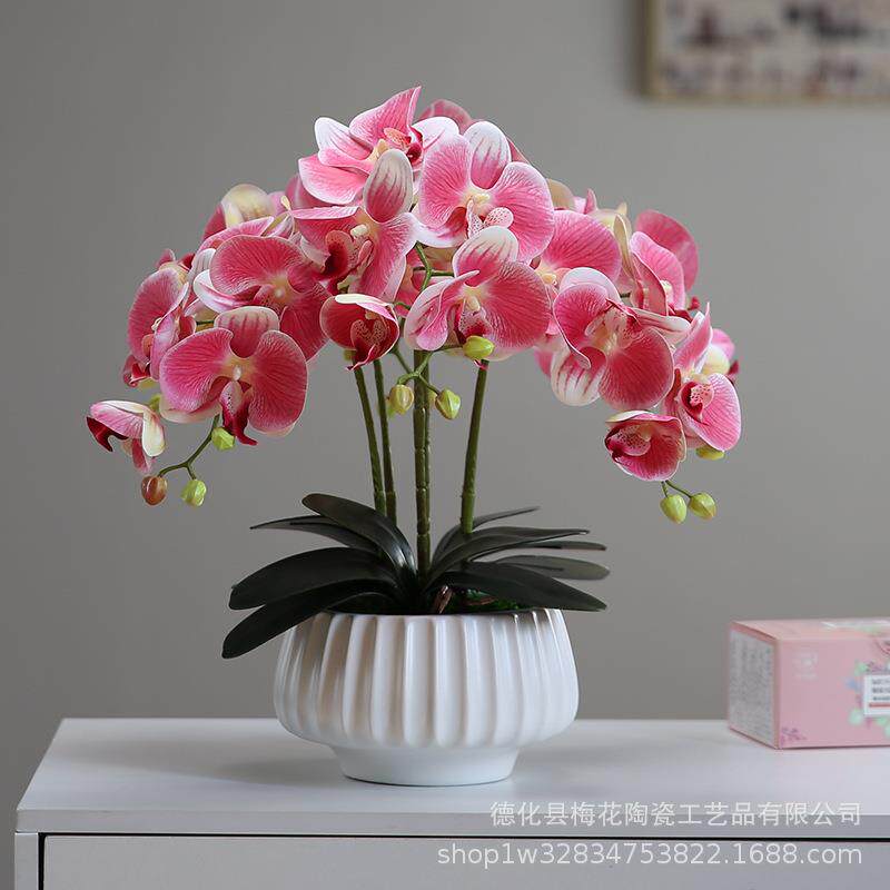 现代家居仿真花蝴蝶兰盆景摆件高档客厅电视柜花艺盆栽装饰花假花