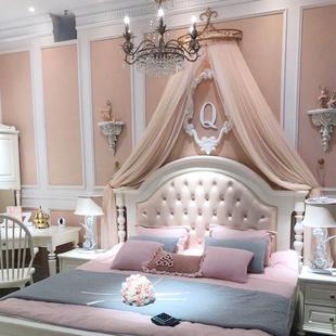 公主床幔欧式韩式复古可爱粉嫩床头纱幔公寓家具卖场装饰床头帐幔