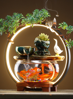 创意家居招财流水摆件循环水桌面客厅生财景观鱼缸办公室开业礼品