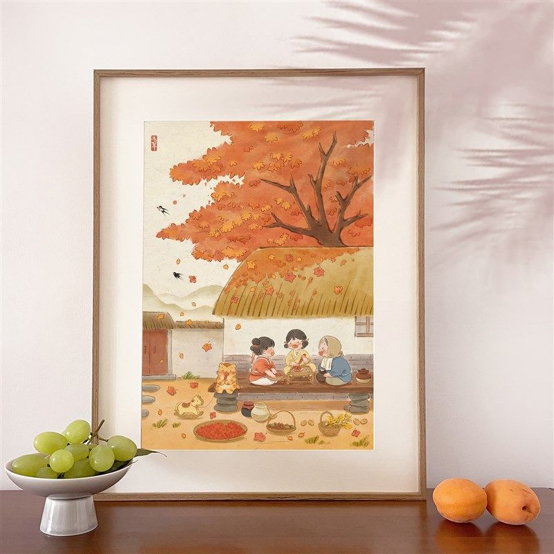 春羊家【秋意】 可爱清新实木画客厅装饰画挂画 春羊绘,家居饰品,现代装饰画,淘宝优惠券,粉丝福利购,淘宝优惠卷
