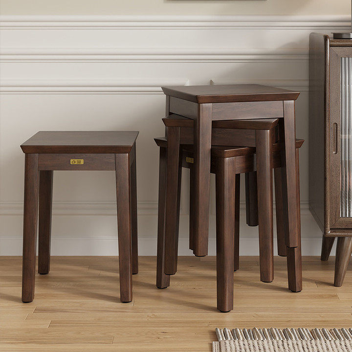 实木凳子家用可叠放矮凳客厅餐桌餐椅子简约中式沙发高板凳小方凳