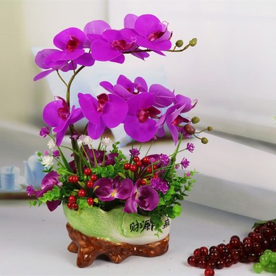 仿真花高档蝴蝶兰大盆栽花卉花瓶家居客厅餐厅落地装饰花假花摆件