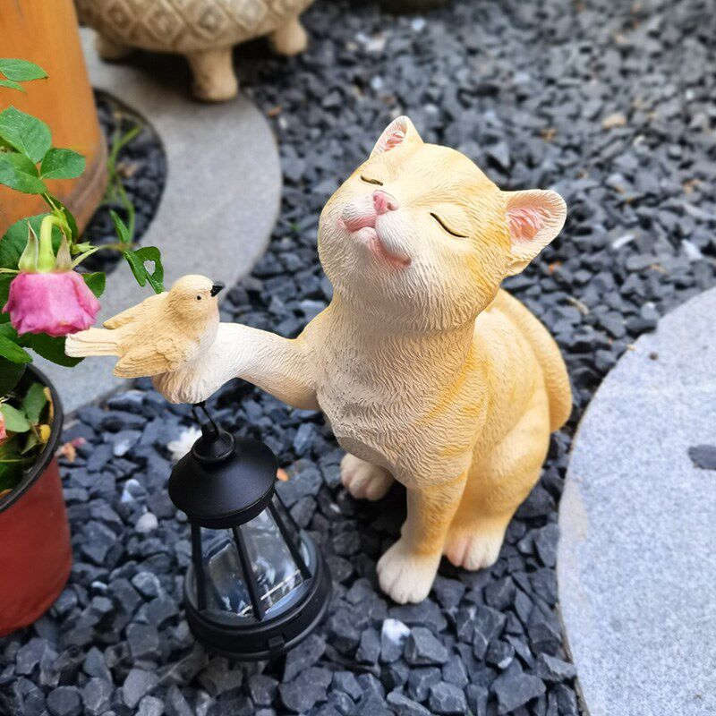 阳台花园装饰创意树脂摆件露台庭院布置可爱小猫咪室外别墅摆设
