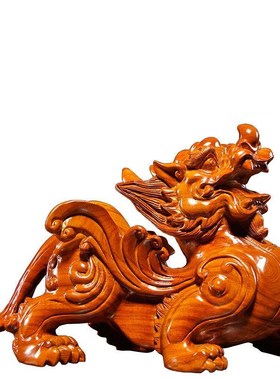 木雕貔貅摆件实木质貔貅一对大号家居办公室玄关装饰摆设礼品