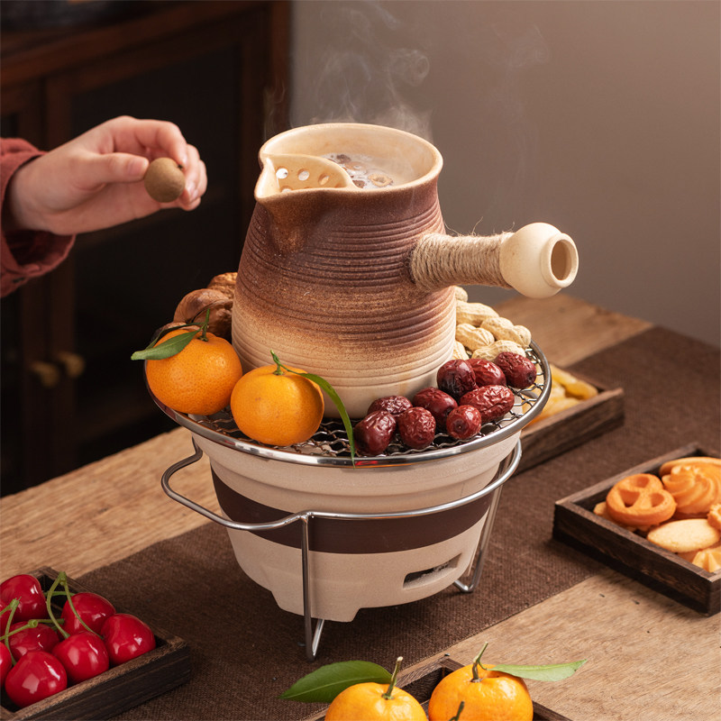 碳火炉围炉煮茶器可干烧粗陶罐罐茶壶烤奶茶泡茶壶煮茶炉茶具套装