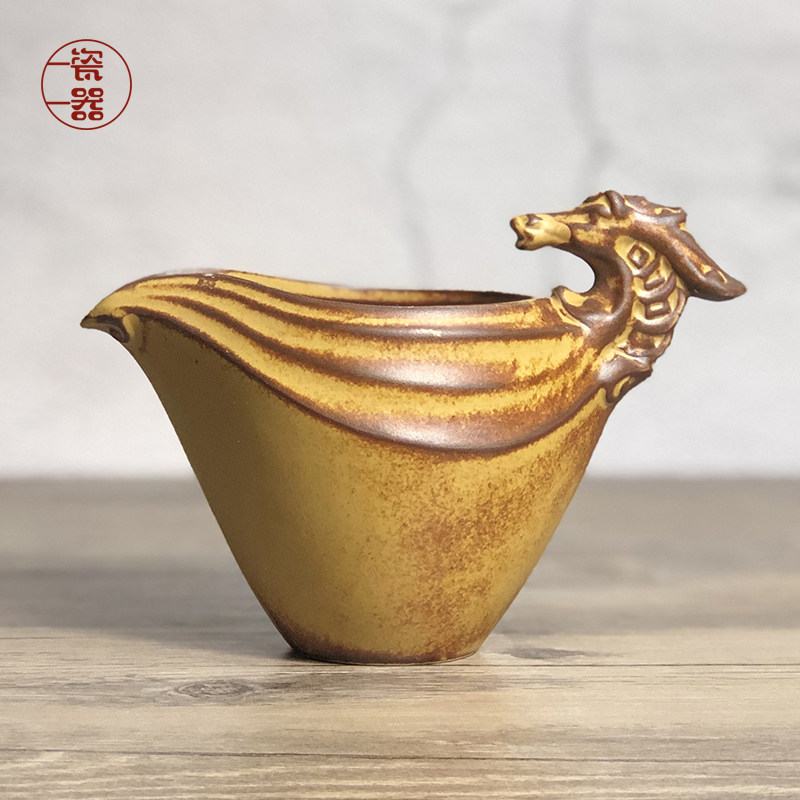 粗陶仿古公道杯陶瓷分茶器创意个性公杯中式复古茶海功夫茶具配件