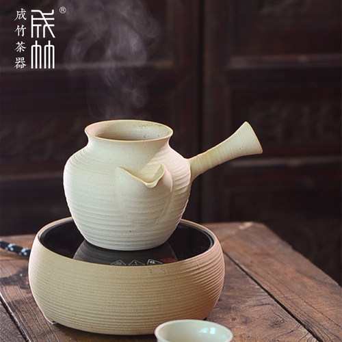 成竹茶器耐热烤茶罐玉露纯手工带过滤侧把茶海公道杯提香器煮茶壶