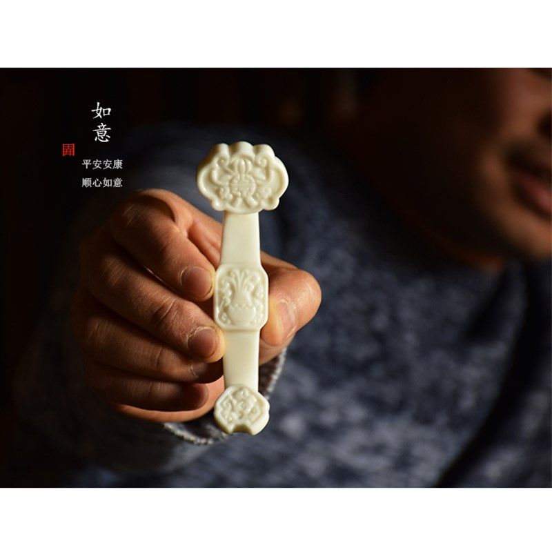 创意复古迷你如意茶宠茶道笔架精品把玩白瓷保佑平安家居文房摆