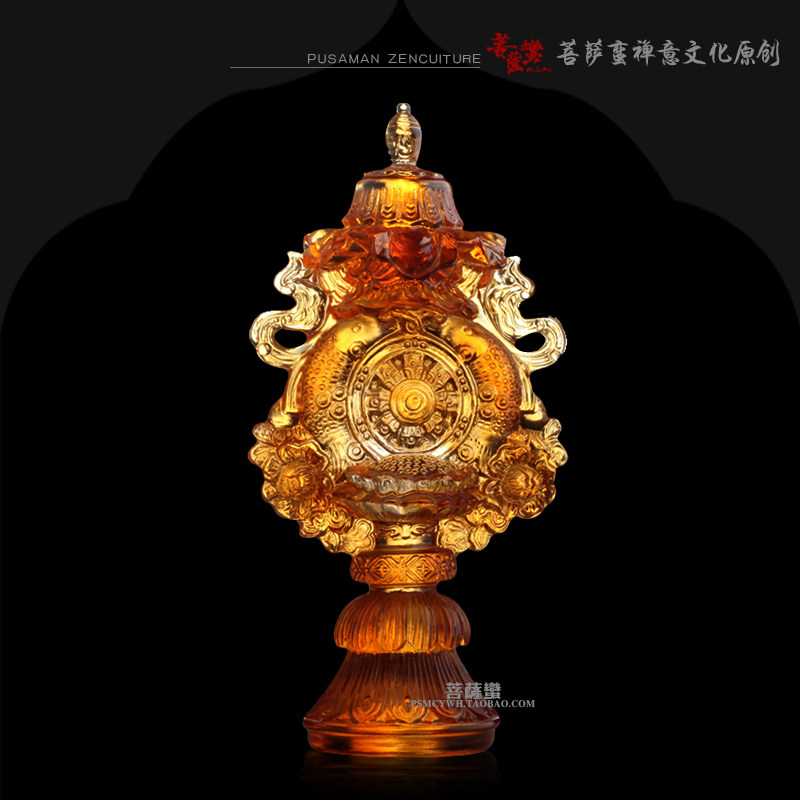 八吉祥八吉祥总集琉璃八吉祥琉璃供具摆件 轮螺伞盖花罐鱼长摆件图片
