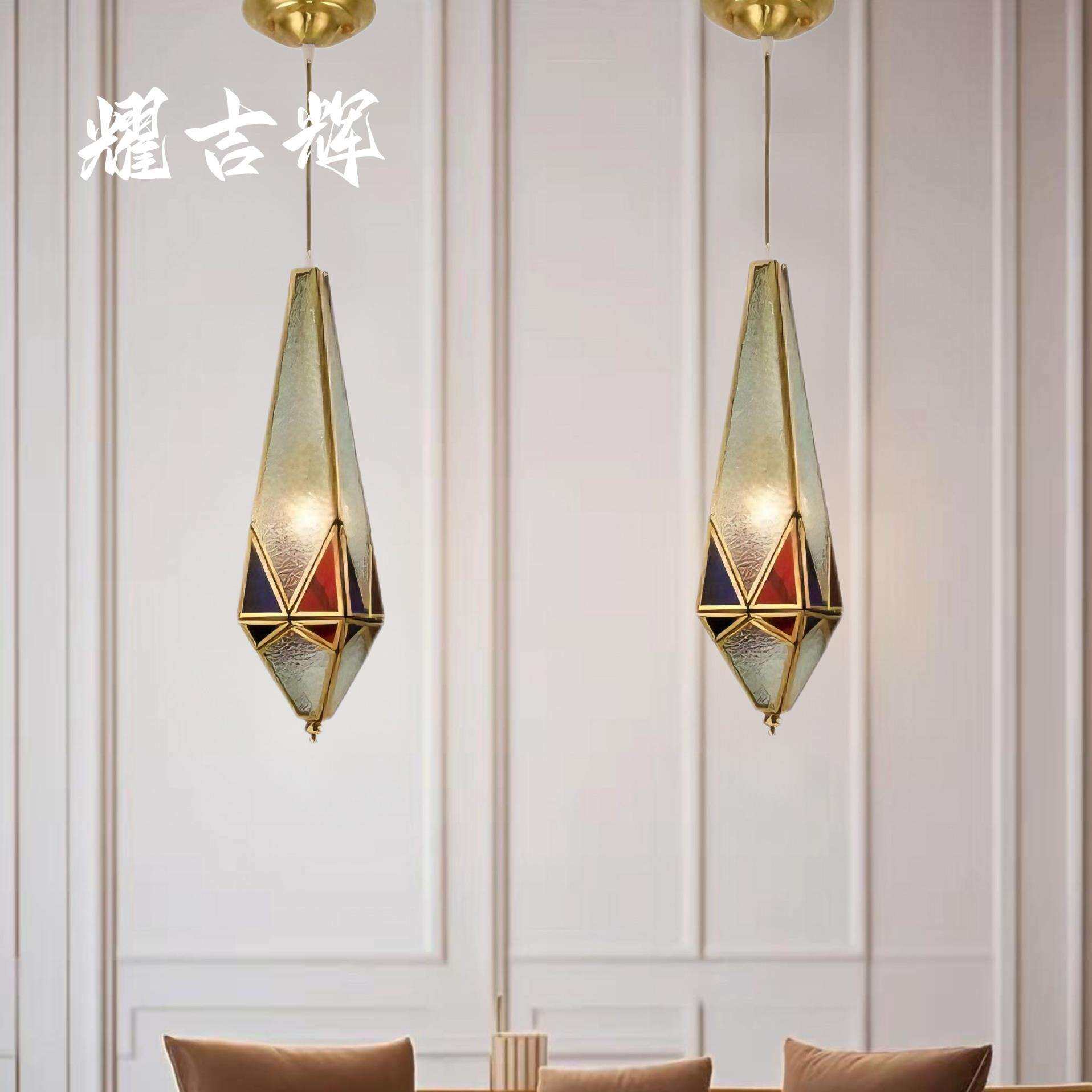 现代轻奢餐厅床头吊灯吧台美式复古创意复式楼梯装饰灯具中古风