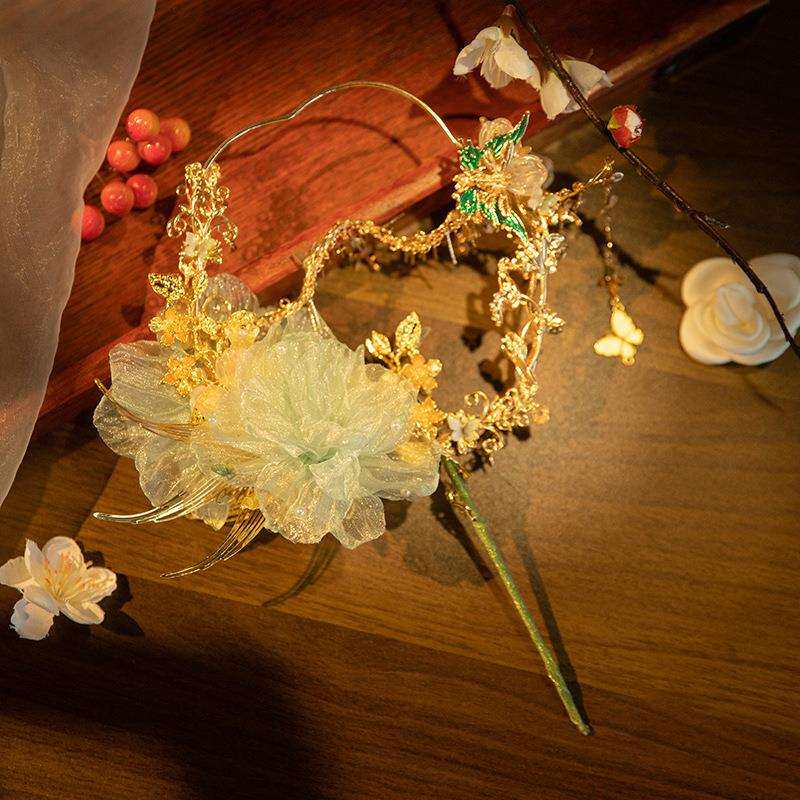 锦伊新中式秀禾晨袍造型小团扇新娘复古中式巴掌扇古风新娘结婚扇