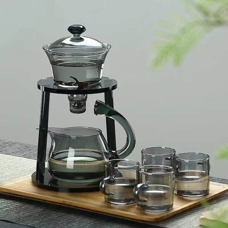 高硼硅玻璃透黑茶具套装家用磁吸办公室冲泡茶壶懒人半自动泡茶器