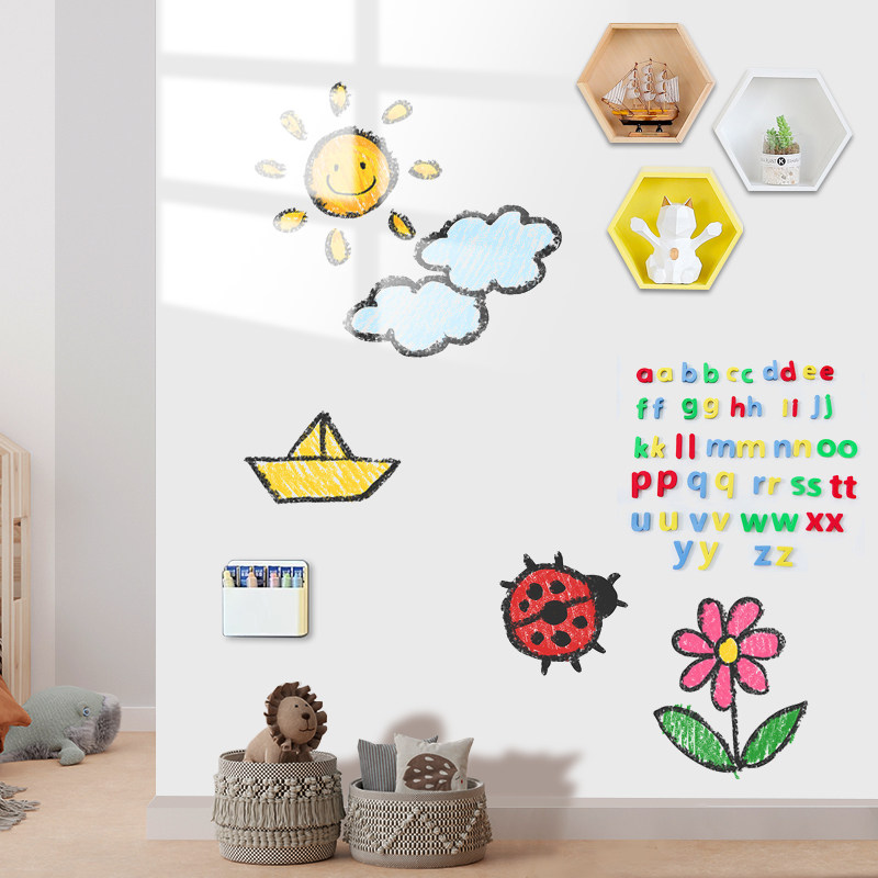 白板墙贴可移除擦写不伤墙家用儿童房卧室涂鸦画画写字板磁性贴纸,家居饰品,软装墙贴,淘宝优惠券,粉丝福利购,淘宝优惠卷